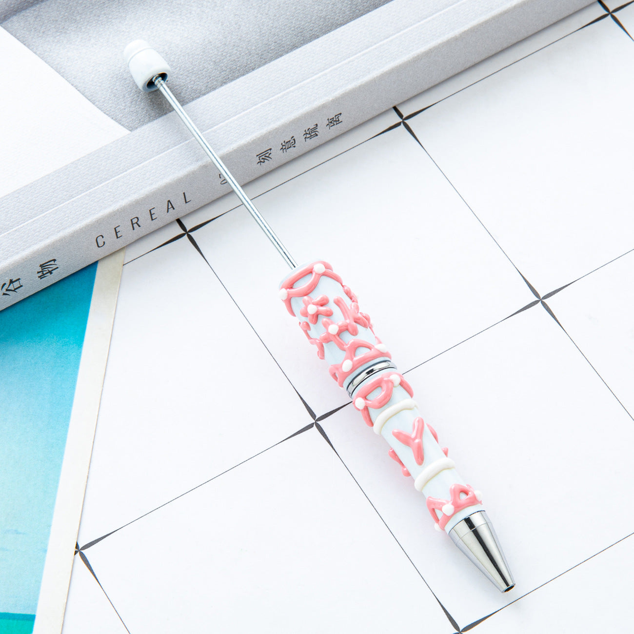 Wholesale Creative cream glue hand-painted beaded pen diy hand-painted oil ball point pen Macaron cream cute pen